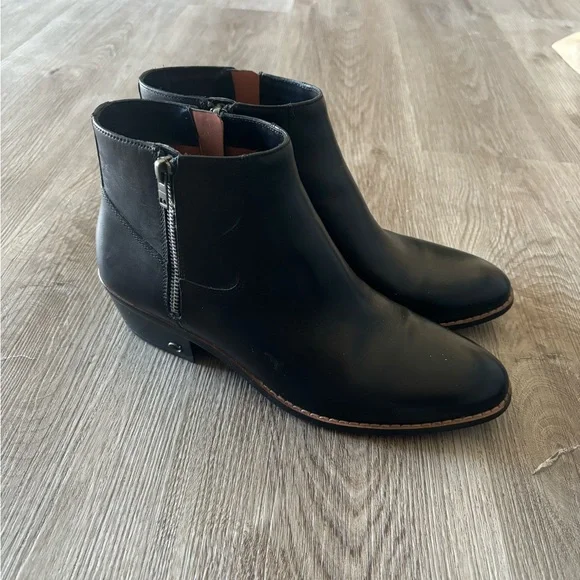 Authentic COACH DANI Black Leather Ankle Boots
